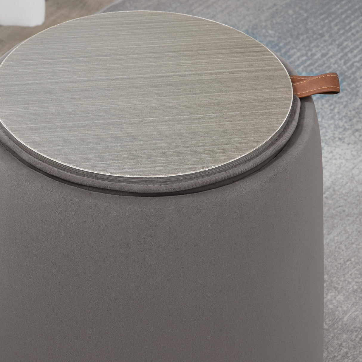 easycomfort easycomfort pouf contenitore in velluto 2 in 1 convertibile in tavolino da caffe 44x47 5cm grigio