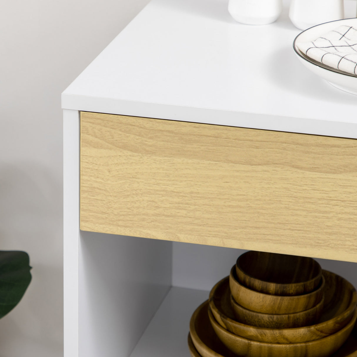 easycomfort easycomfort carrello da cucina in truciolato con 4 ripiani aperti un cassetto e un armadietto a 2 ante 80x39x85 5 cm