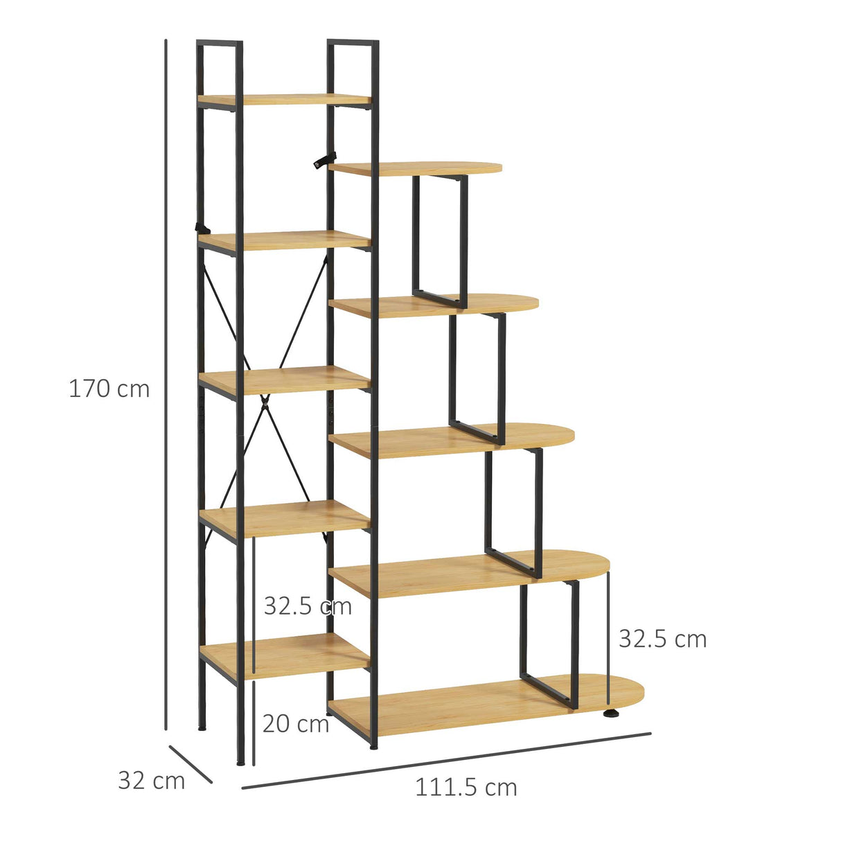 easycomfort easycomfort scaffale libreria a 10 livelli stile industriale in truciolato e acciaio 111 5x32x170 cm