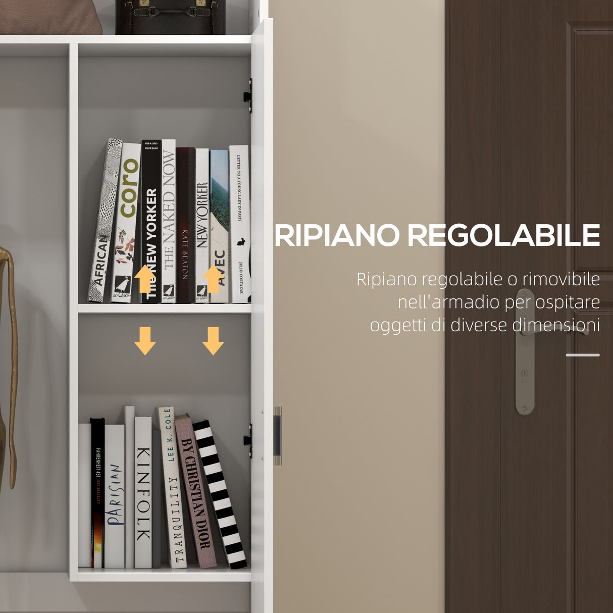 easycomfort easycomfort mobile multiuso con ripiano aperto 2 ante e ripiani regolabili 70x35x188cm bianco