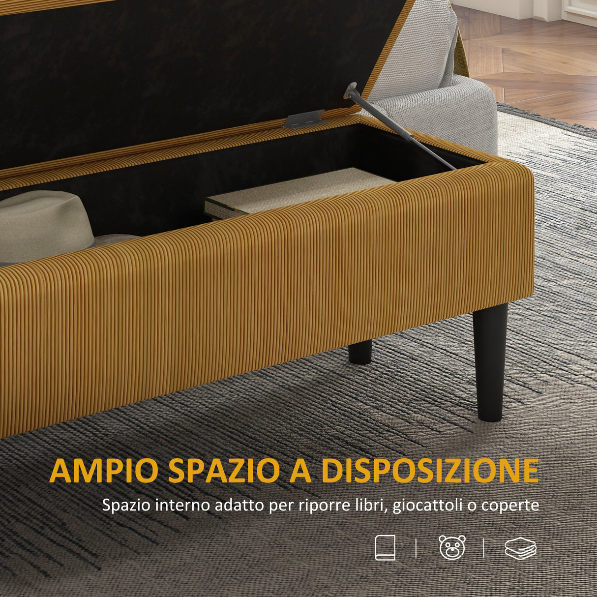 easycomfort easycomfort panca fondoletto in poliestere e legno per camera da letto e ingresso 95x38x45 cm grigia e nera