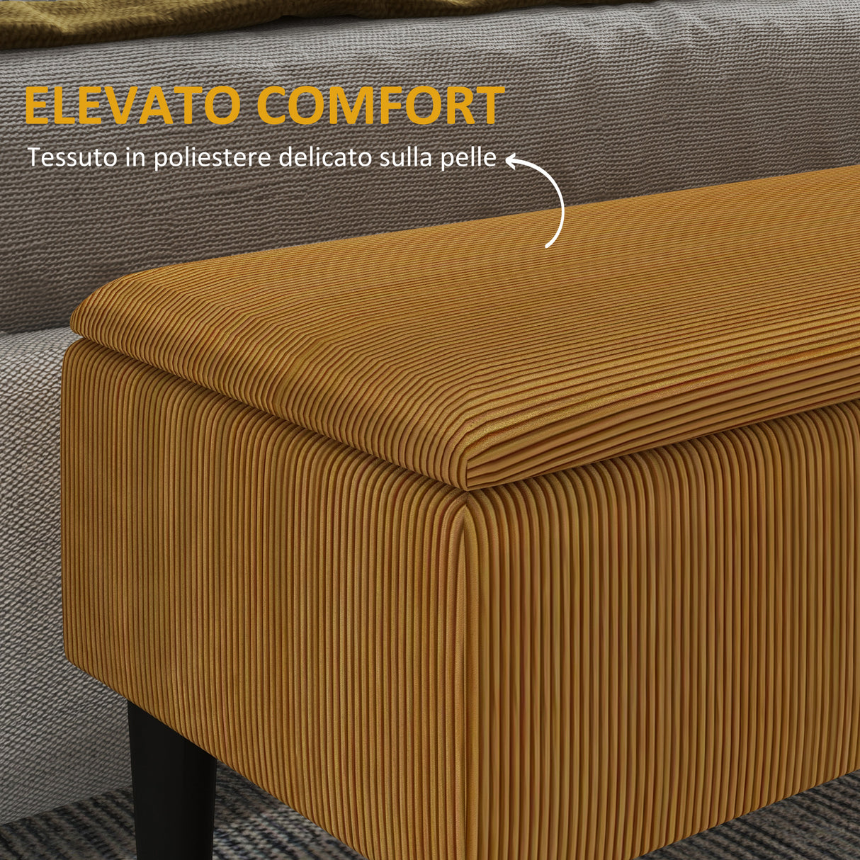 easycomfort easycomfort panca fondoletto in poliestere e legno per camera da letto e ingresso 95x38x45 cm grigia e nera