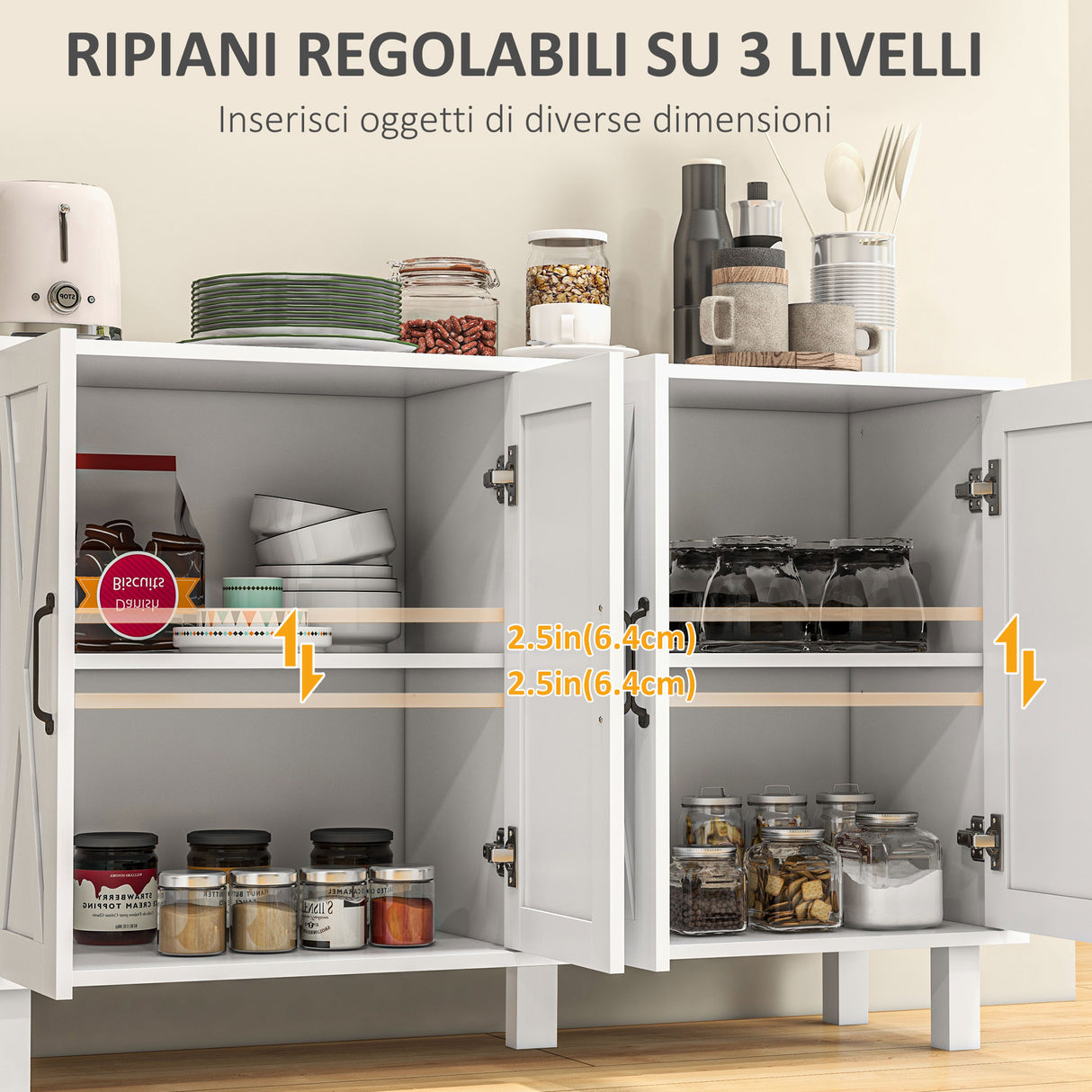 easycomfort easycomfort mobile multiuso in mdf a 4 livelli con 2 ripiani regolabili e 5 gambe 120x37x75 cm bianco