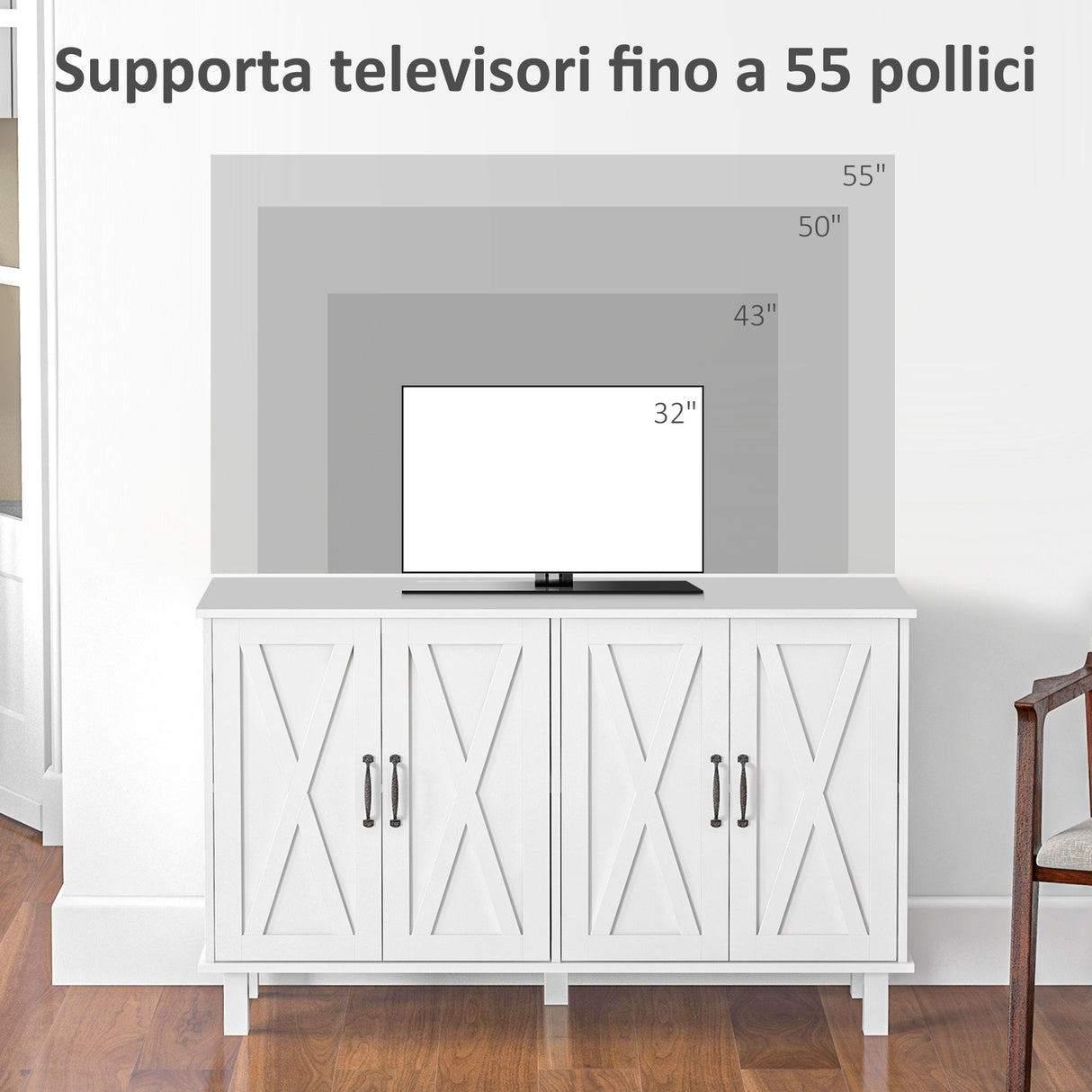 easycomfort easycomfort mobile multiuso in mdf a 4 livelli con 2 ripiani regolabili e 5 gambe 120x37x75 cm bianco