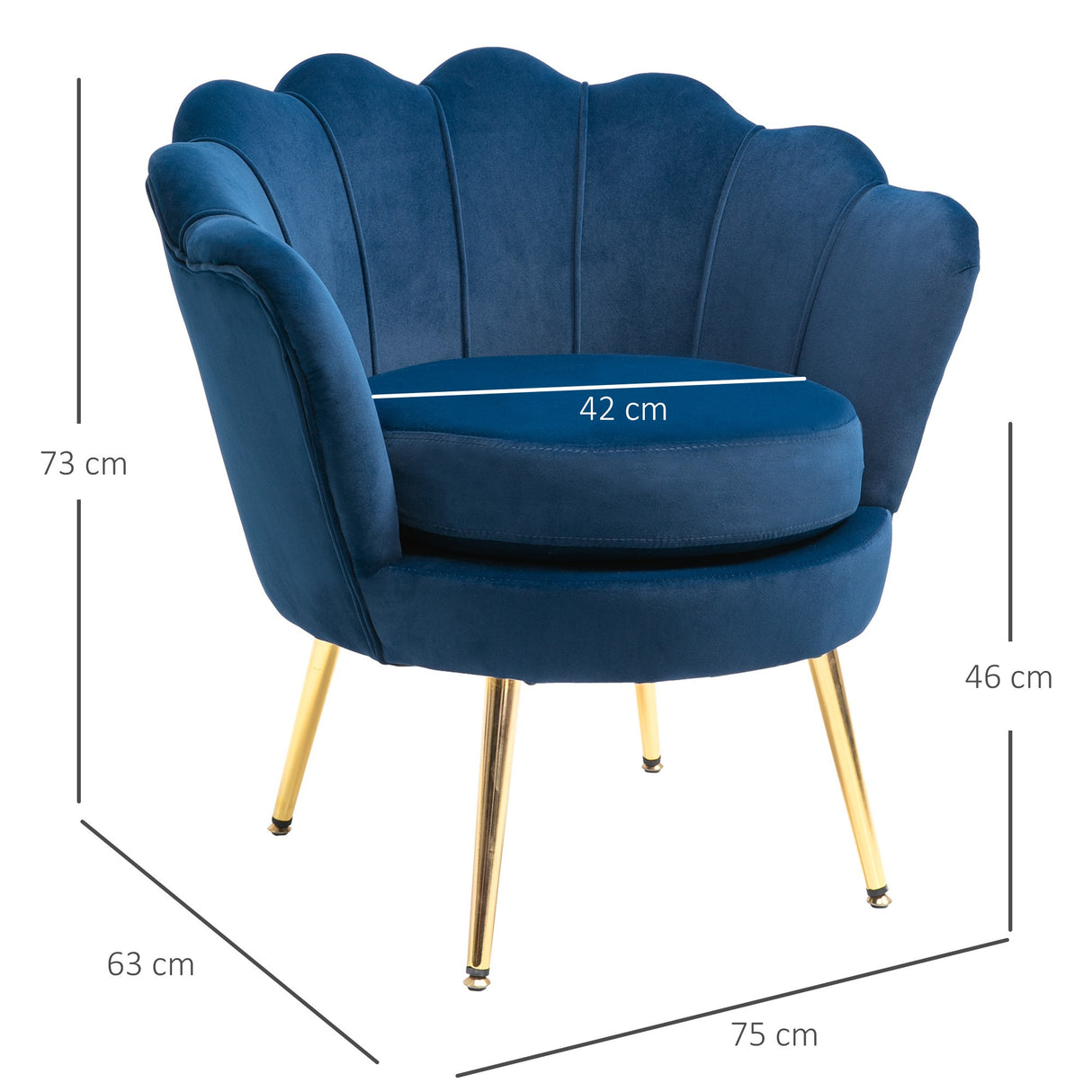easycomfort easycomfort poltrona vintage di design in velluto blu poltroncina da camera con schienale alto 76x67x74cm