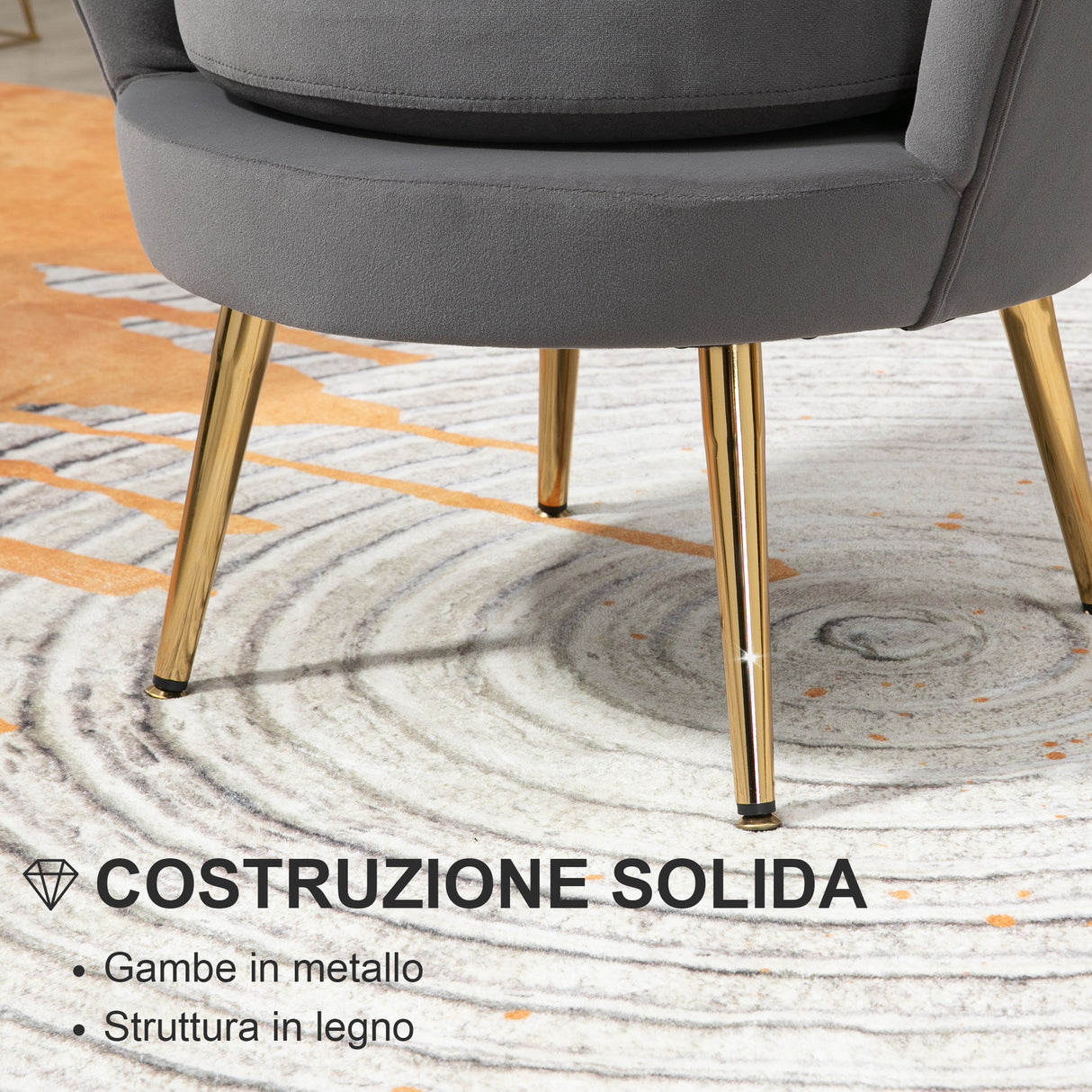 easycomfort easycomfort poltrona vintage di design in velluto grigio poltroncina da camera con schienale alto 76x67x74cm