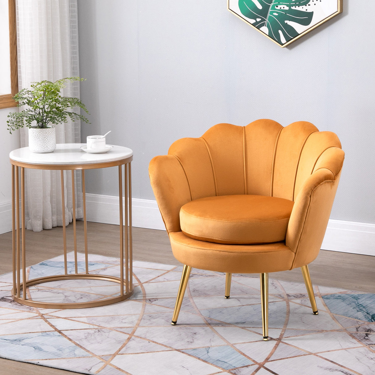 easycomfort easycomfort poltrona vintage di design in velluto giallo poltroncina da camera ean 8055776910246