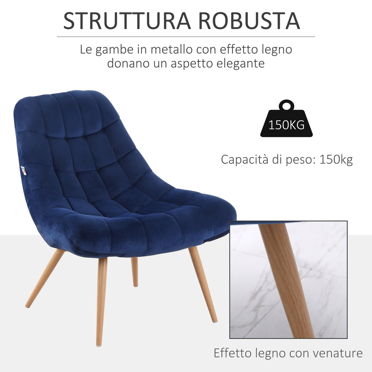 easycomfort easycomfort poltrona moderna e imbottita poltroncina da camera con seduta extra large in tessuto blu 71x85x84cm
