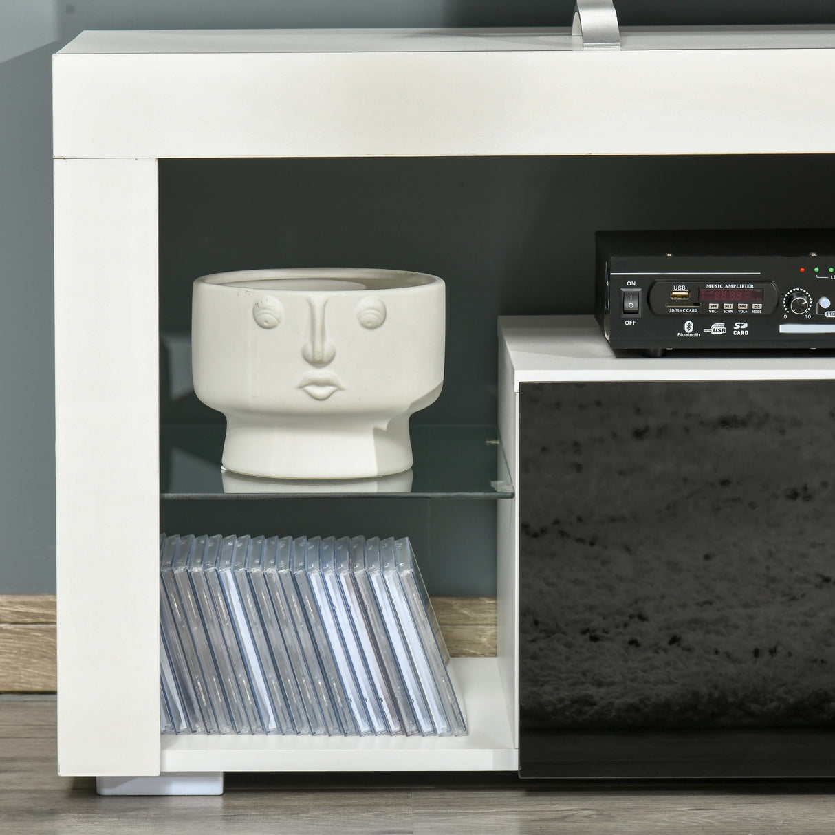 easycomfort easycomfort mobile porta tv con luci a led di 20 colori e telecomando per televisioni fino 55 bianco