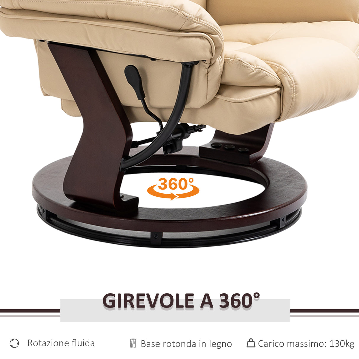 easycomfort easycomfort set poltrona relax e pouf poggiapiedi girevole a 360 e reclinabile similpelle pu