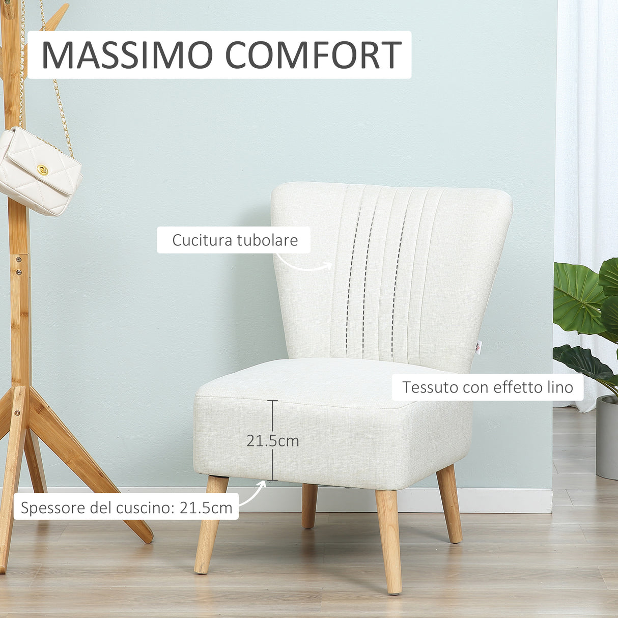 easycomfort easycomfort poltrona imbottita per soggiorno e sala in stile nordico poltroncina da camera in tessuto e gambe in legno bianco
