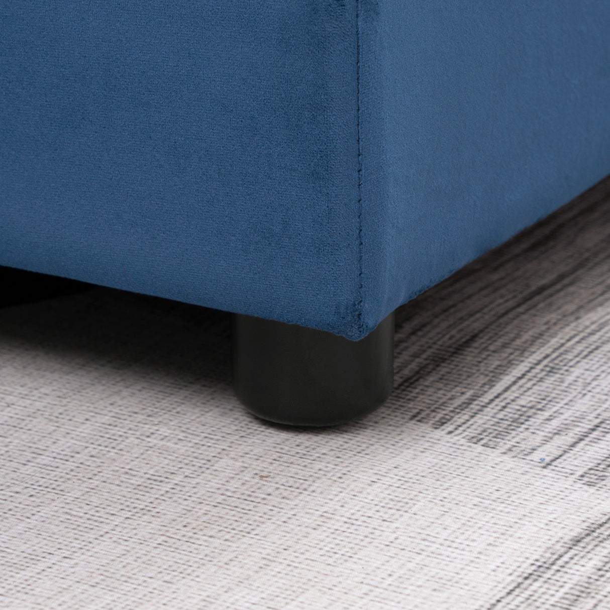 easycomfort easycomfort divano letto angolare 3 posti effetto velluto e chaise longue con contenitore 232x141x85cm blu