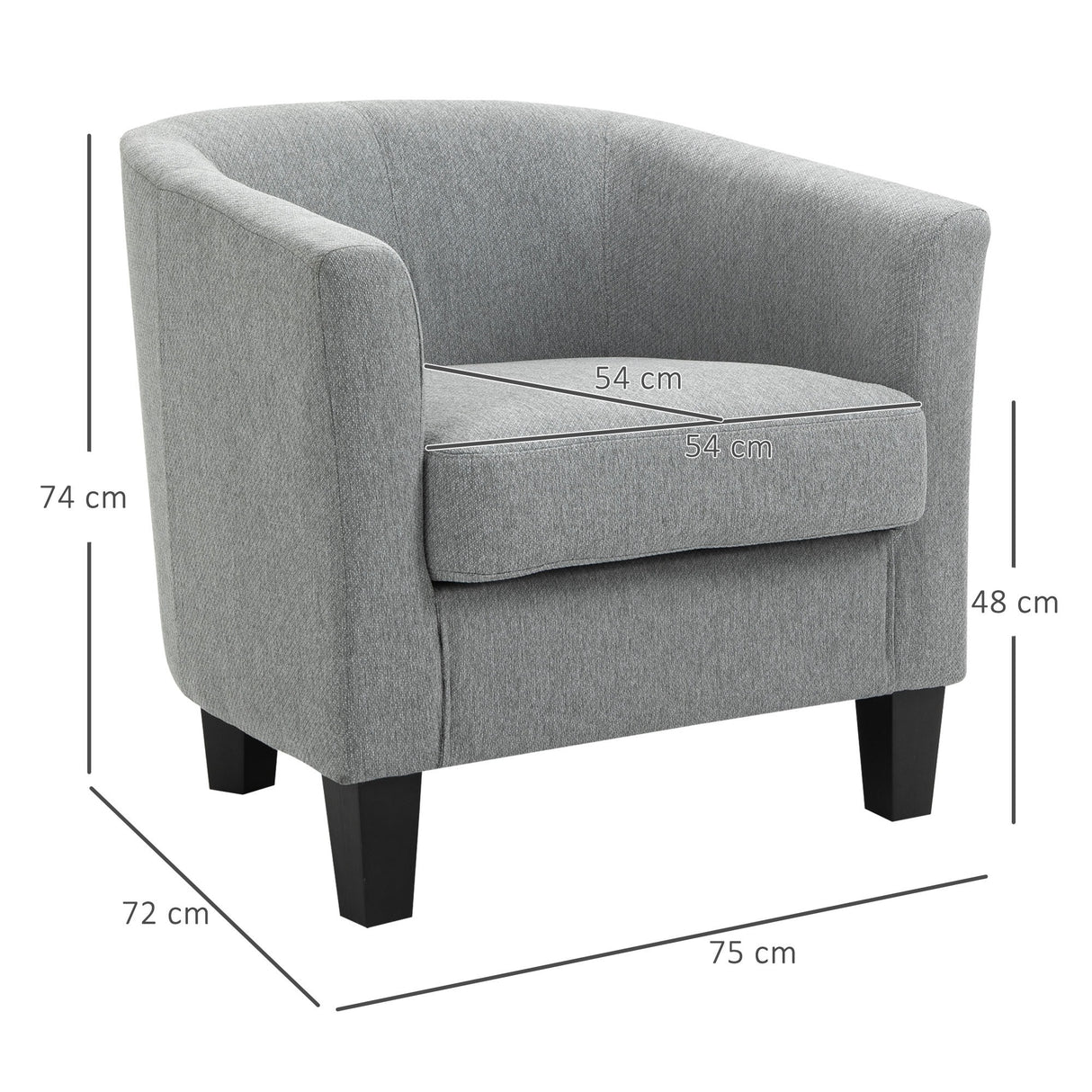 easycomfort easycomfort poltrona moderna imbottita con seduta profonda poltroncina da camera e soggiorno 75x72x74cm grigio