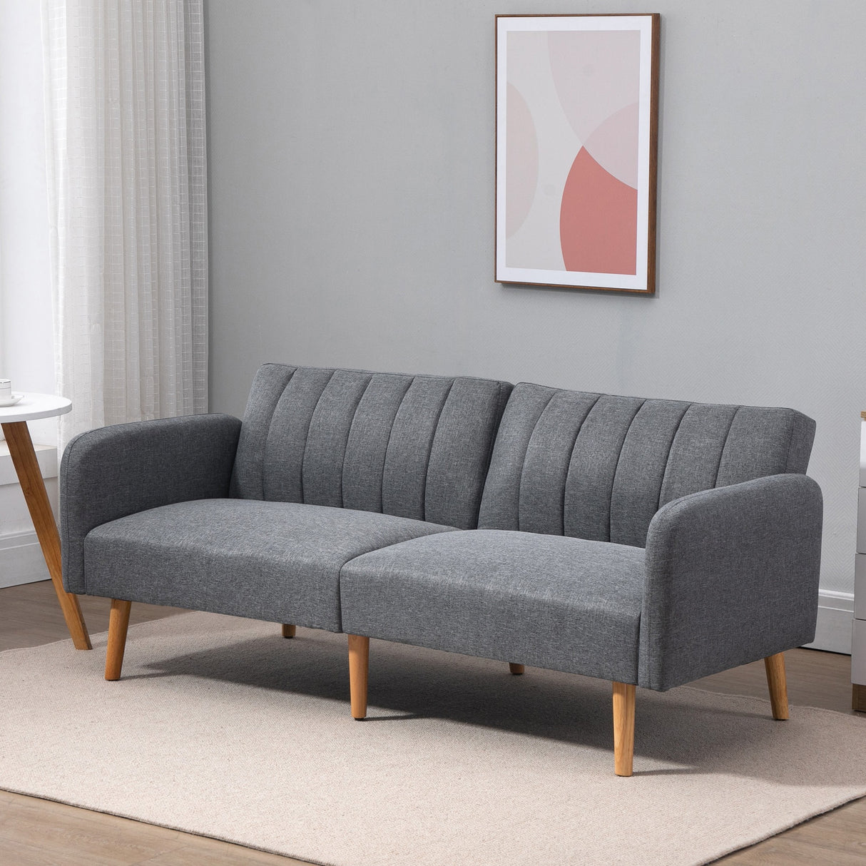easycomfort easycomfort divano letto 2 posti a 1 piazza con schienale reclinabile in tessuto 173x75x73cm grigio