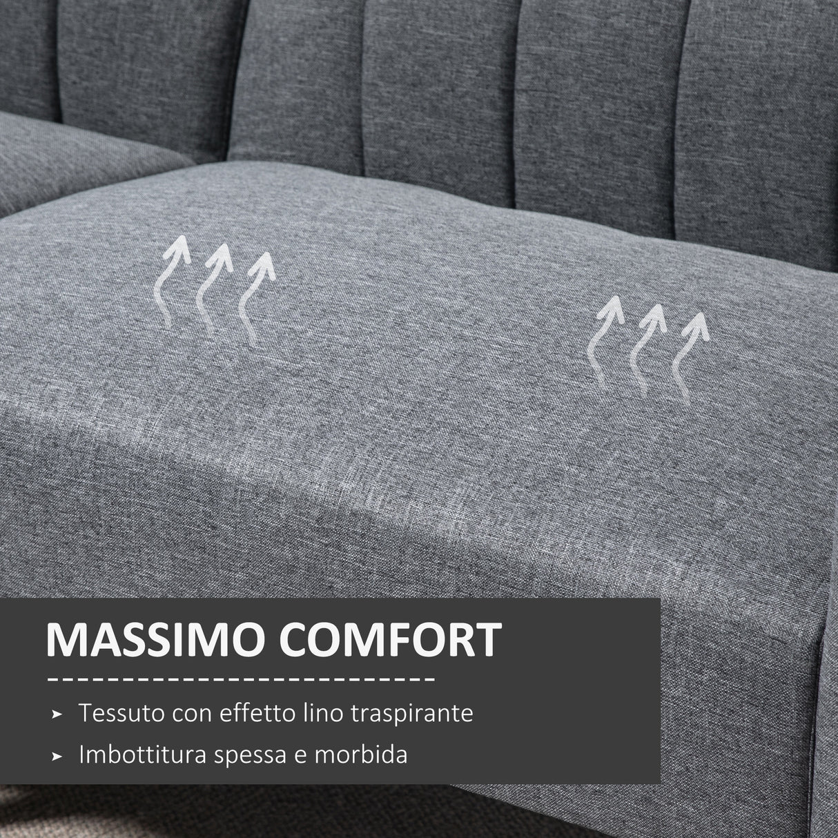 easycomfort easycomfort divano letto 2 posti a 1 piazza con schienale reclinabile in tessuto 173x75x73cm grigio