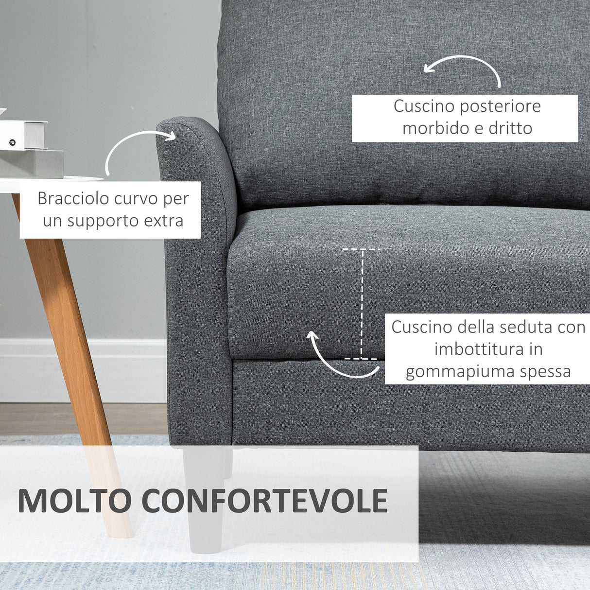 easycomfort easycomfort divano 3 posti economico per casa e ufficio con 4 gambe in metallo divano con braccioli imbottiti tessuto effetto lino grigio
