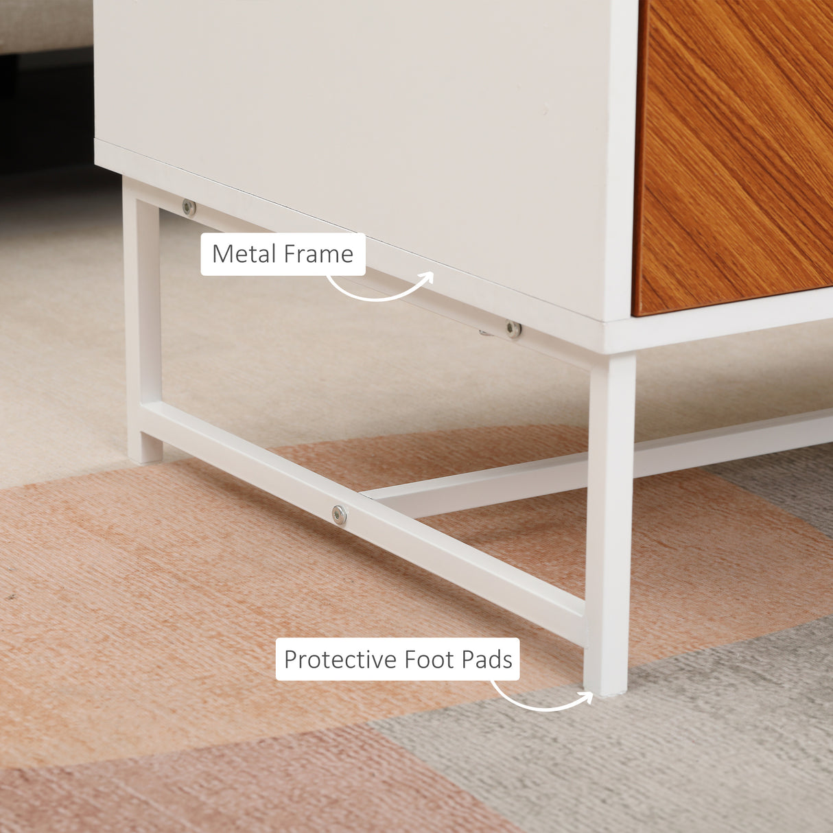 easycomfort easycomfort tavolino da caffe con 2 cassetti e vano aperto in legno e metallo 100x50x40cm bianco e marrone