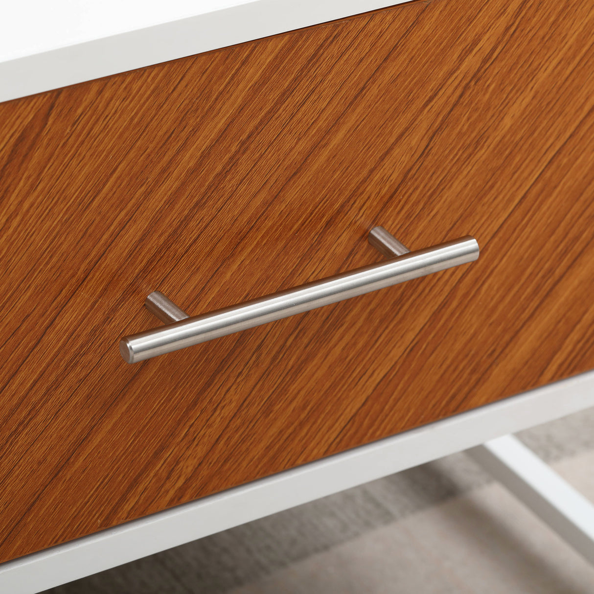 easycomfort easycomfort tavolino da caffe con 2 cassetti e vano aperto in legno e metallo 100x50x40cm bianco e marrone