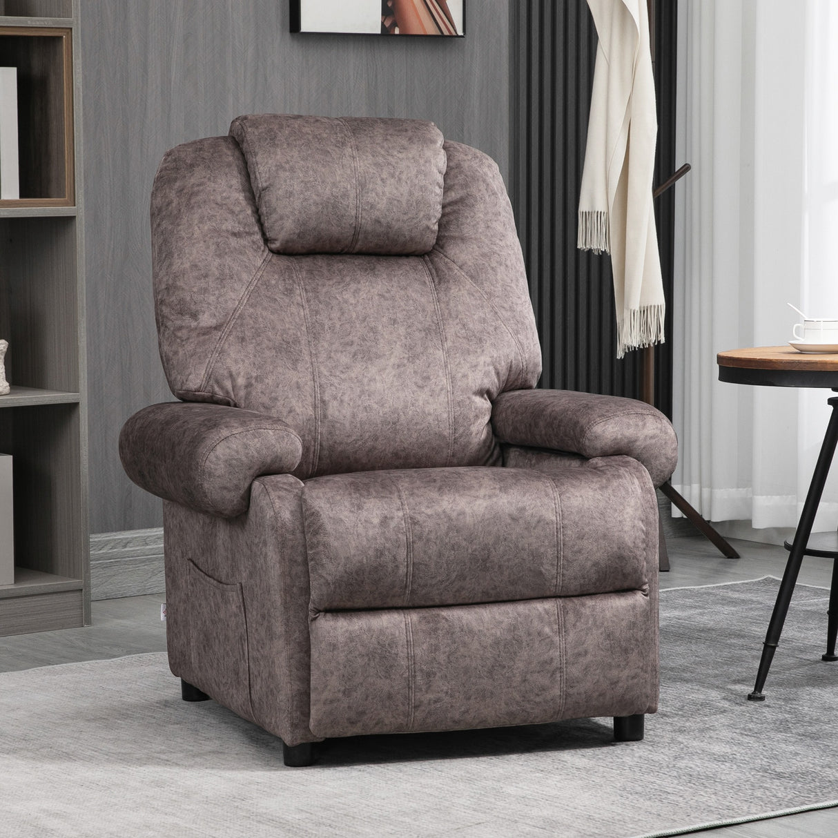 easycomfort easycomfort poltrona relax reclinabile manualmente in tessuto con imbottitura extra marrone