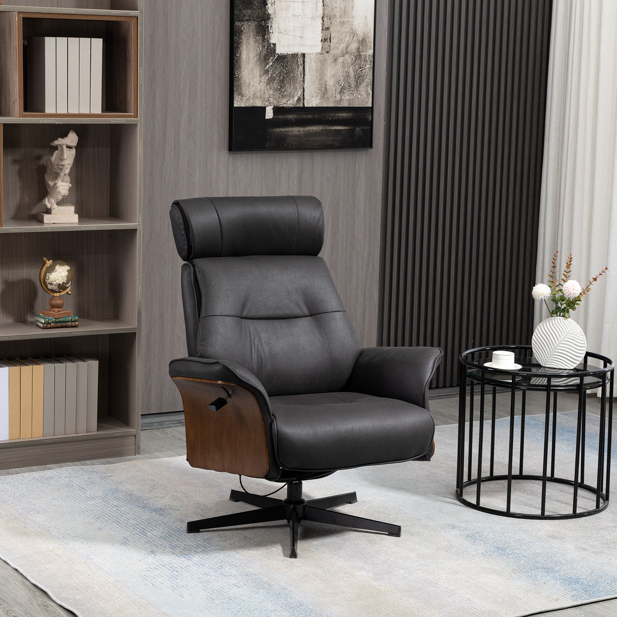 easycomfort easycomfort poltrona reclinabile con poggiatesta regolabile e seduta imbottita in acciaio e legno 84x83x103 cm