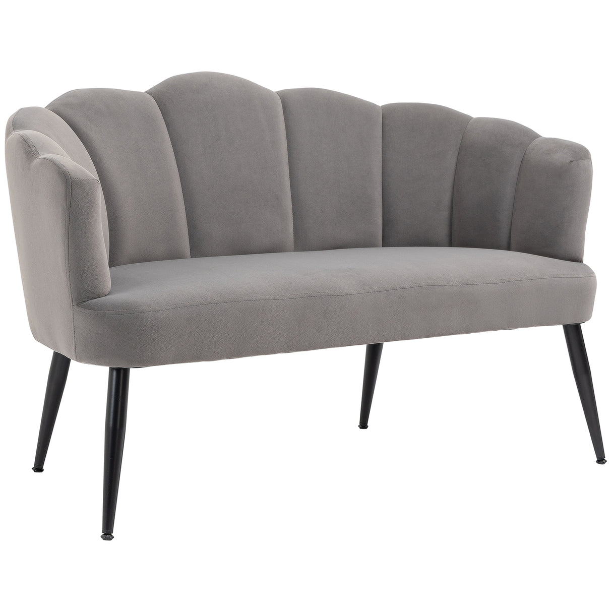easycomfort easycomfort divano 2 posti in velluto con gambe in metallo e schienale a conchiglia 132x66x80cm grigio