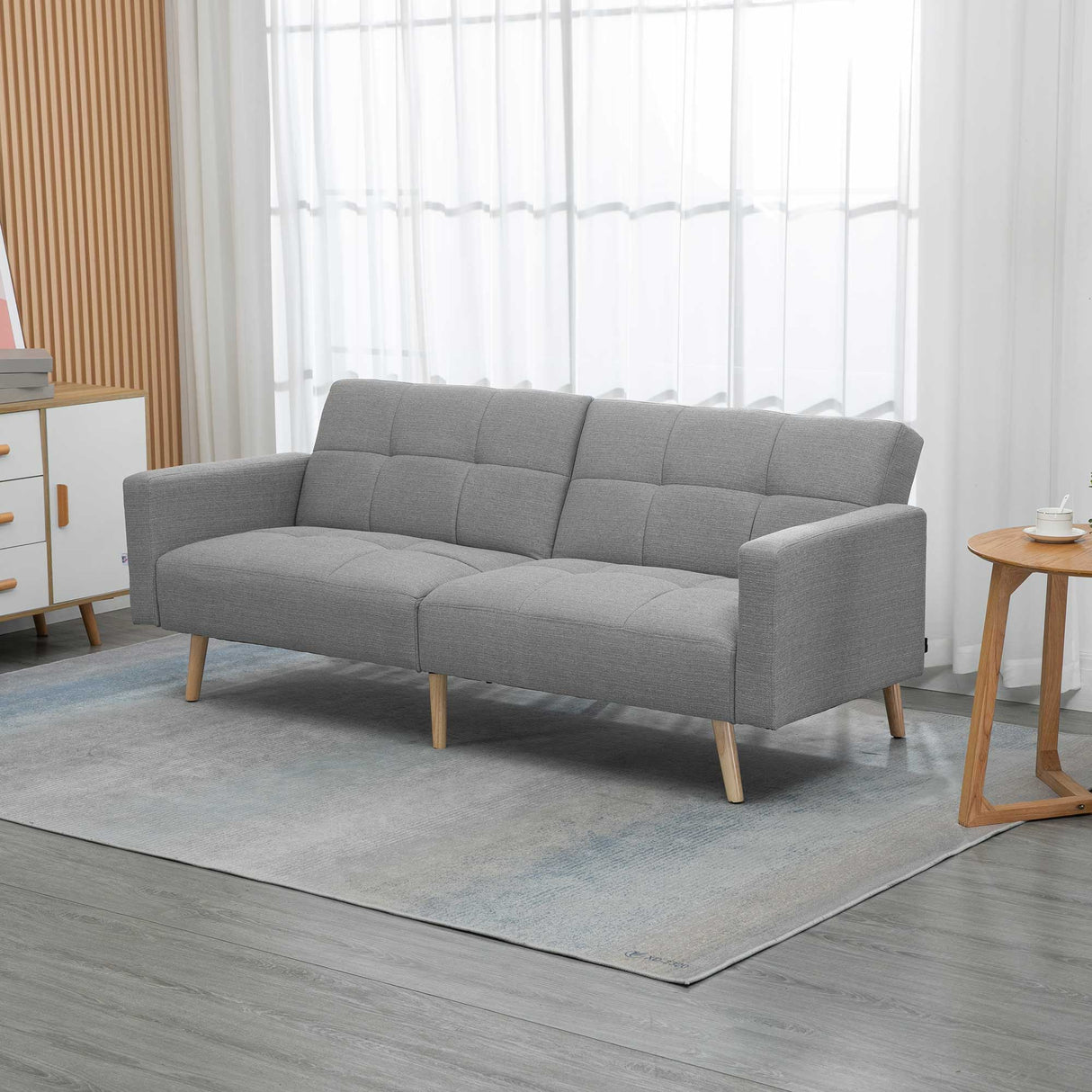 easycomfort easycomfort divano letto matrimoniale con tessuto traspirante effetto lino e schienale regolabile 205x88x80 cm grigio