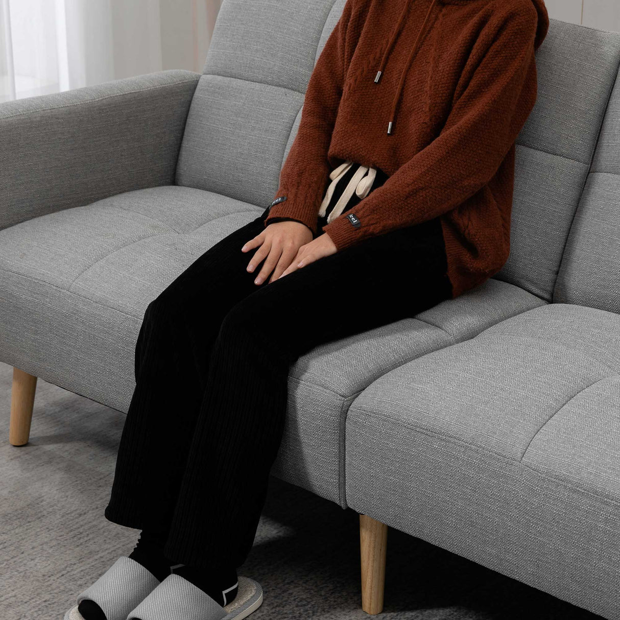 easycomfort easycomfort divano letto matrimoniale con tessuto traspirante effetto lino e schienale regolabile 205x88x80 cm grigio