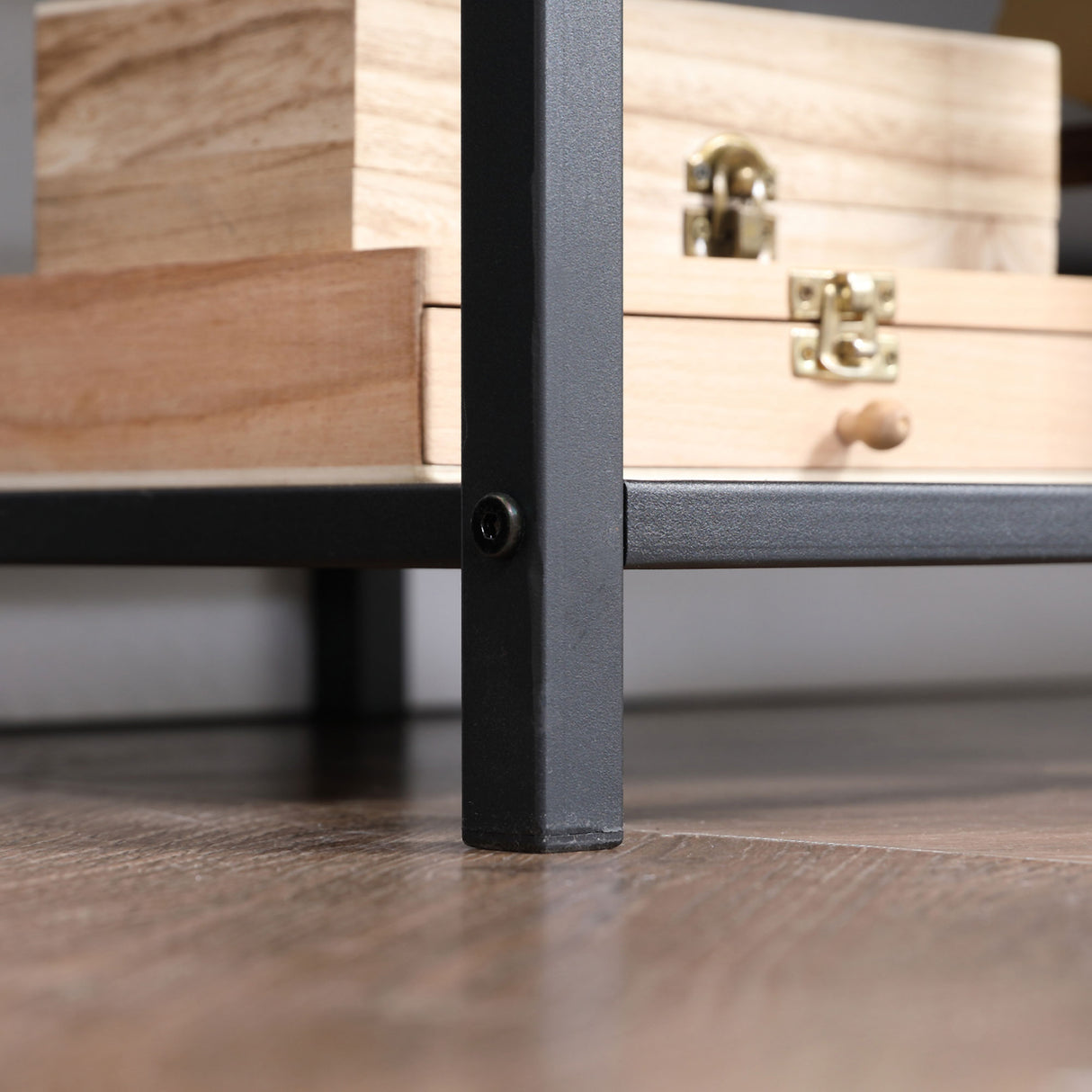 easycomfort easycomfort mobile tv moderno per tv fino a 65 con 6 ripiani aperti in acciaio e truciolato 140x40x50 cm marrone e nero