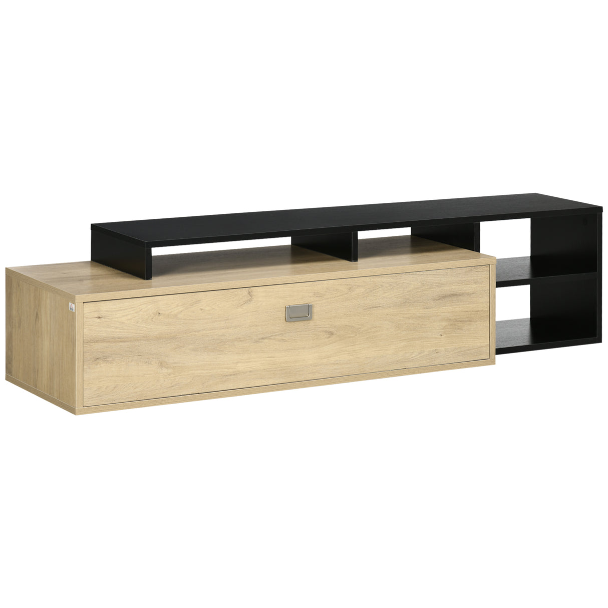 easycomfort easycomfort mobile tv 32 65 con ripiano rimovibile e armadietto con anta ribaltabile in mdf 163x40x38 cm color legno e nero