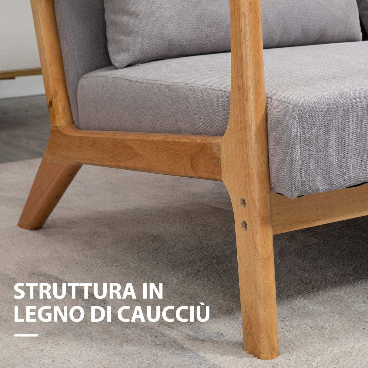 easycomfort easycomfort divano 2 posti moderno in legno con cuscini seduta imbottita e tessuto effetto velluto 122x71x76 cm grigio