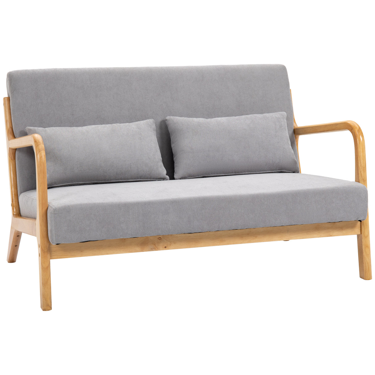 easycomfort easycomfort divano 2 posti moderno in legno con cuscini seduta imbottita e tessuto effetto velluto 122x71x76 cm grigio