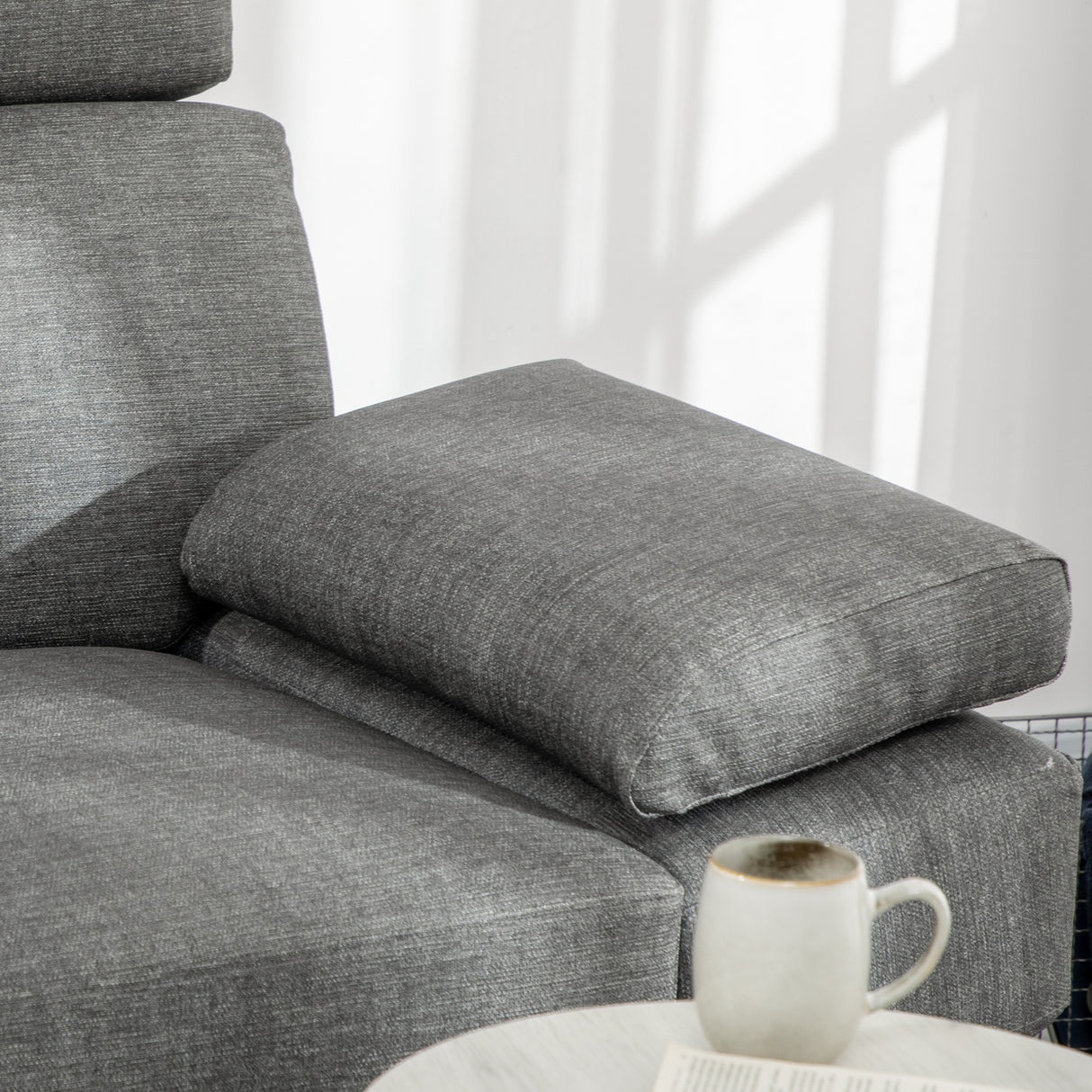 easycomfort easycomfort divano 2 posti in finta pelle pu con poggiatesta regolabile su 5 livelli 189x96 5x84cm grigio