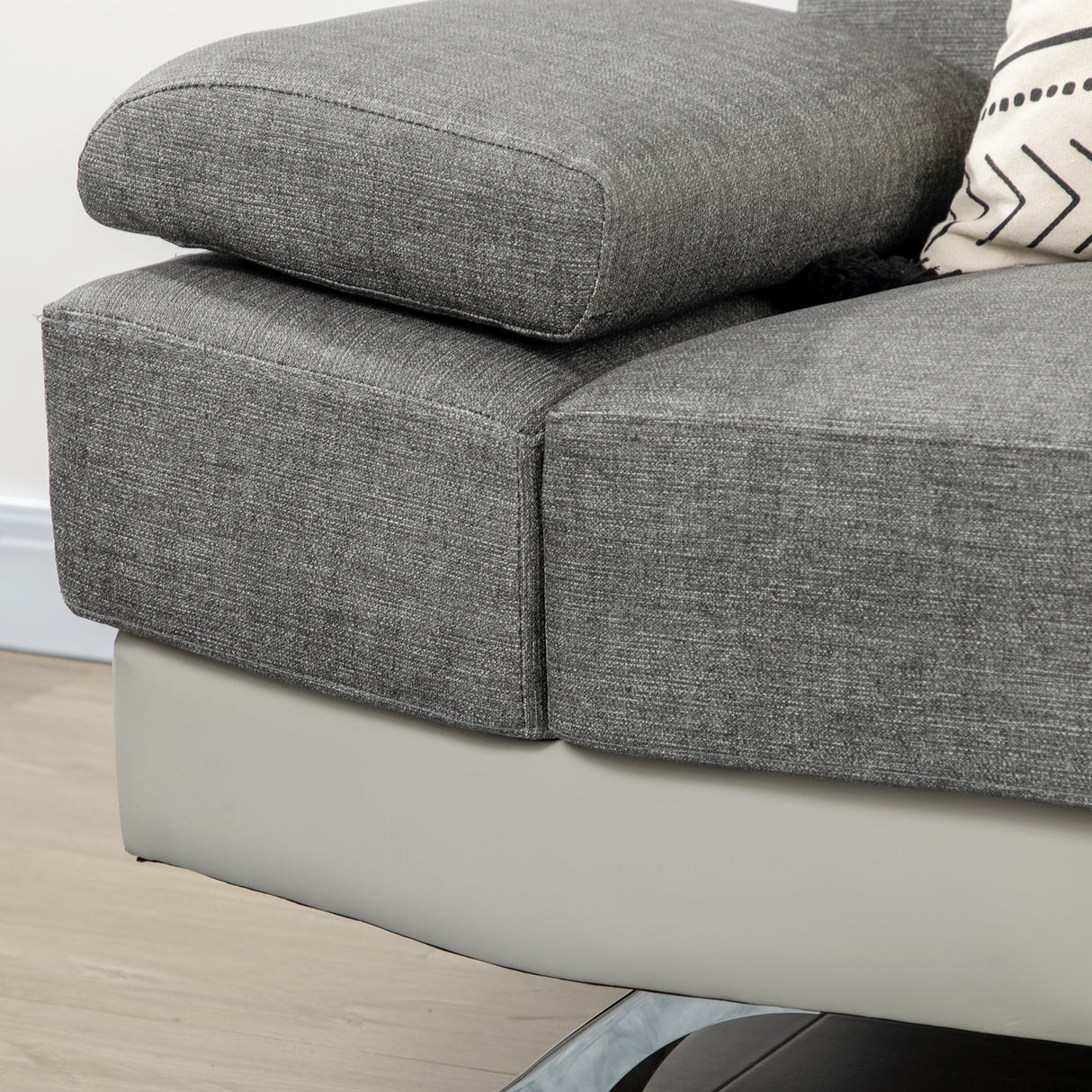 easycomfort easycomfort divano 2 posti in finta pelle pu con poggiatesta regolabile su 5 livelli 189x96 5x84cm grigio