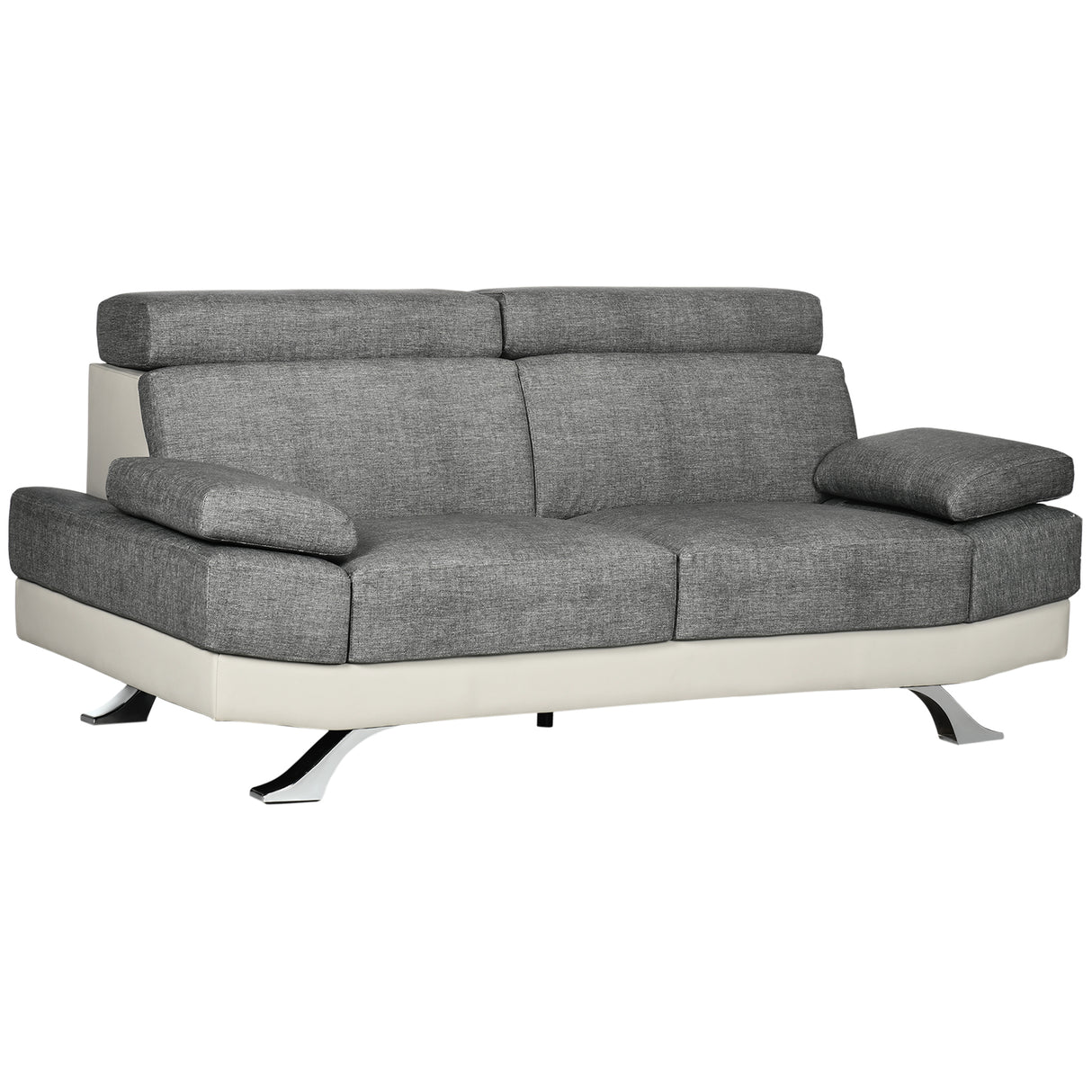 easycomfort easycomfort divano 2 posti in finta pelle pu con poggiatesta regolabile su 5 livelli 189x96 5x84cm grigio