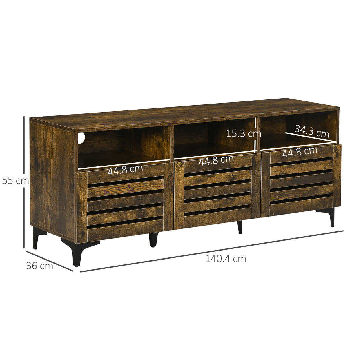 easycomfort easycomfort mobile tv 65 max con 3 cassetti 2 armadietti e foro passacavi in truciolato 140 4x36x55 cm marrone