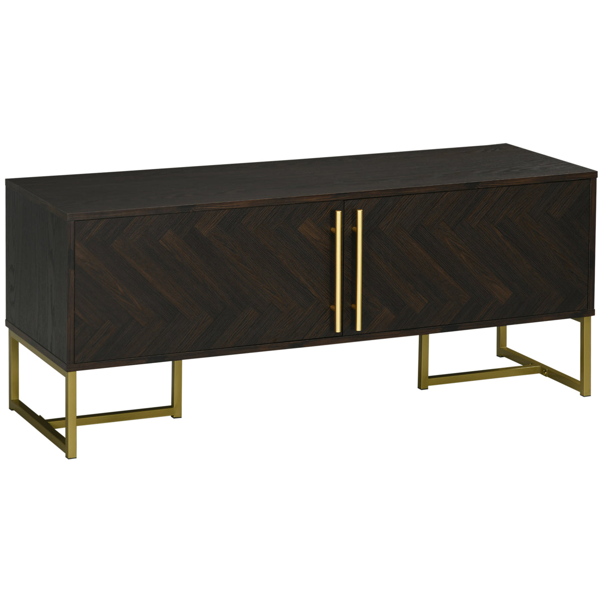 easycomfort easycomfort mobile porta tv fino a 55 con 2 armadietti in legno e metallo 120x39x50 cm marrone e oro