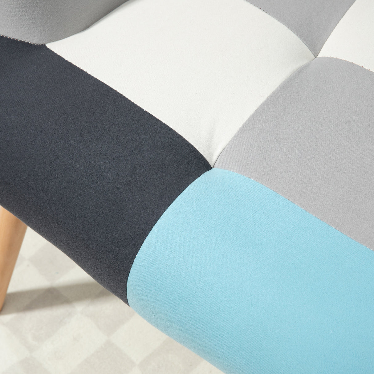 easycomfort easycomfort poltroncina da camera in velluto trapuntato e gambe in legno 66x76x98cm multicolore