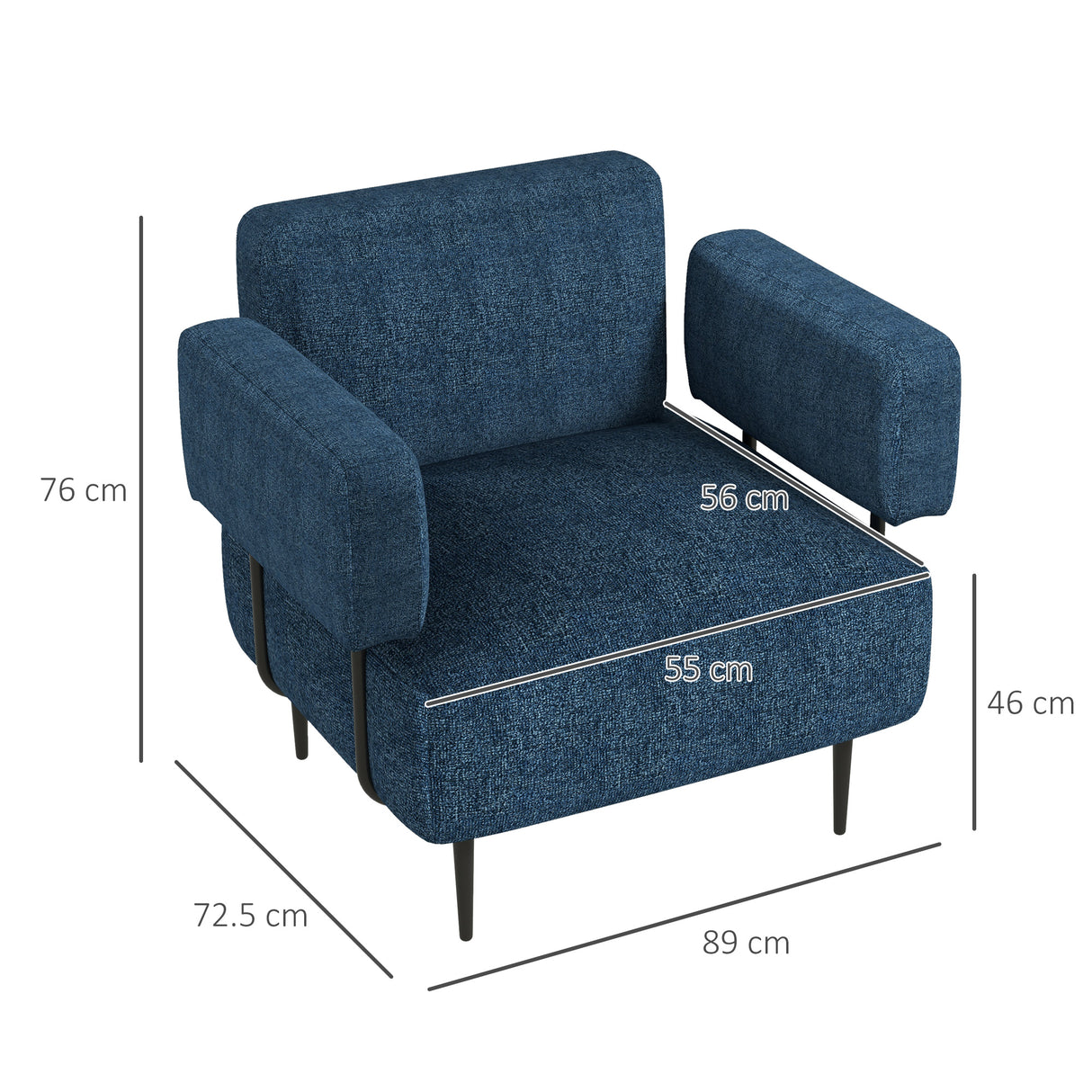 easycomfort easycomfort poltrona moderna per casa e ufficio in tessuto effetto lino con imbottitura 89x72 5x76 cm blu scuro