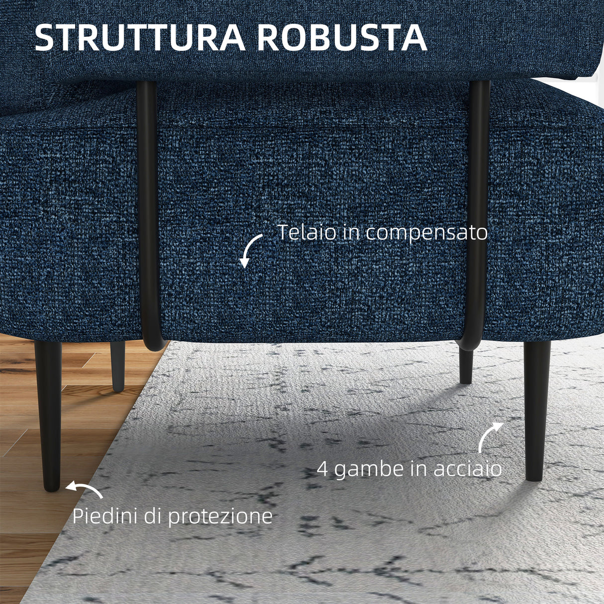 easycomfort easycomfort poltrona moderna per casa e ufficio in tessuto effetto lino con imbottitura 89x72 5x76 cm blu scuro