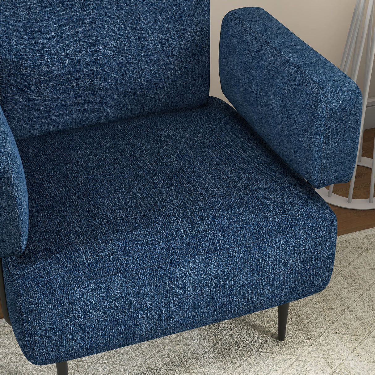 easycomfort easycomfort poltrona moderna per casa e ufficio in tessuto effetto lino con imbottitura 89x72 5x76 cm blu scuro