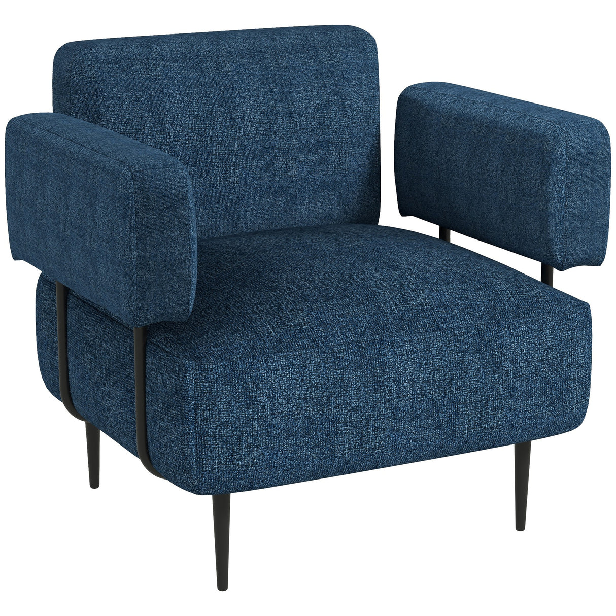 easycomfort easycomfort poltrona moderna per casa e ufficio in tessuto effetto lino con imbottitura 89x72 5x76 cm blu scuro