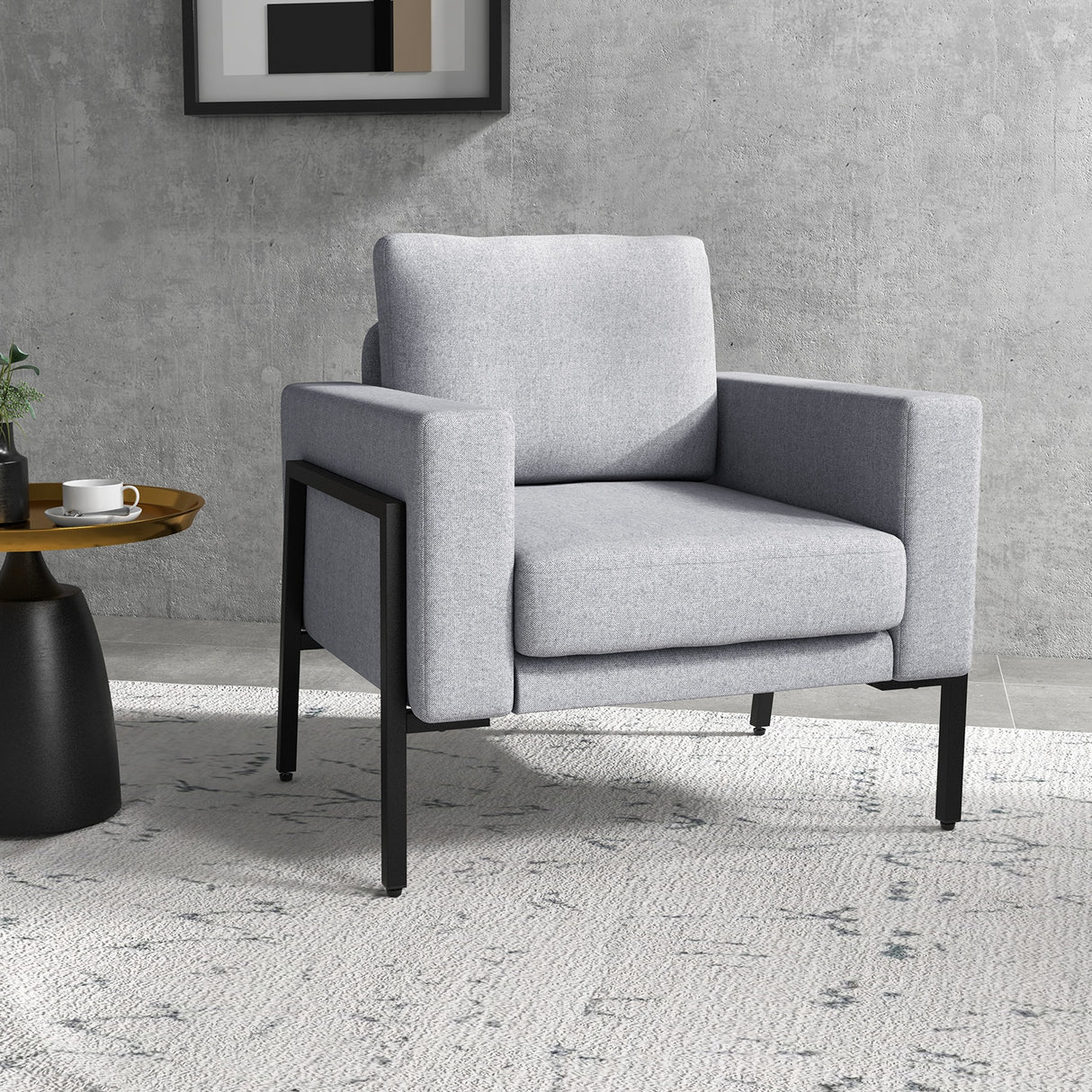 easycomfort easycomfort poltroncina imbottita per soggiorno e camera con cuscini per seduta e schienale 82x70x83 5 cm grigio