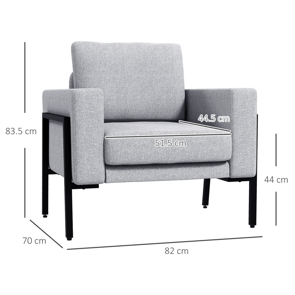 easycomfort easycomfort poltroncina imbottita per soggiorno e camera con cuscini per seduta e schienale 82x70x83 5 cm grigio