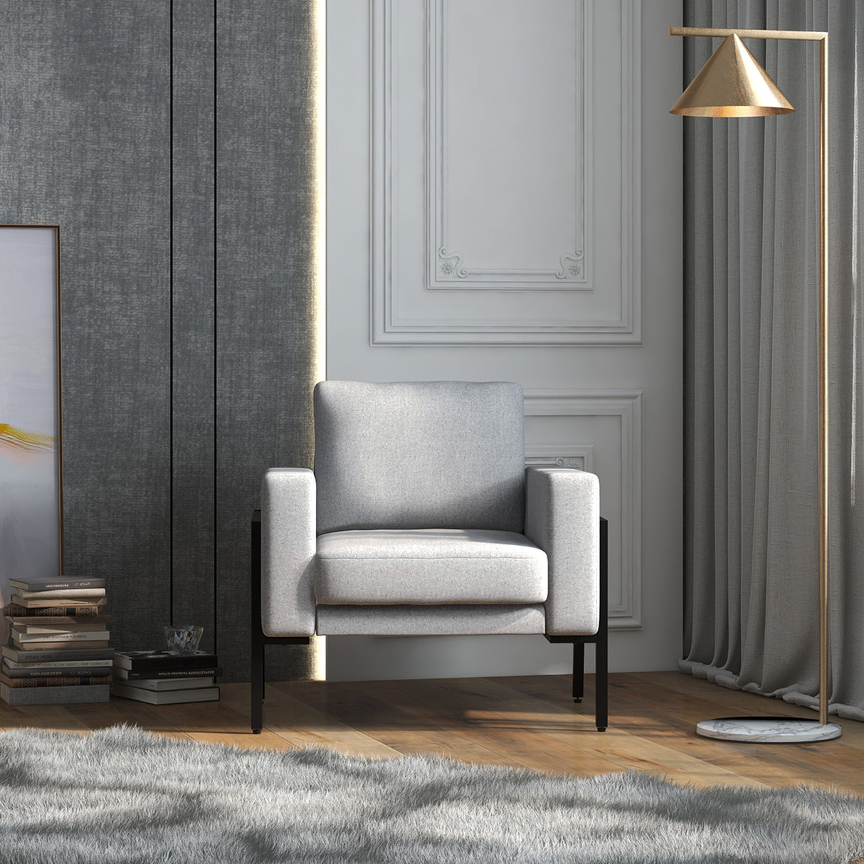 easycomfort easycomfort poltroncina imbottita per soggiorno e camera con cuscini per seduta e schienale 82x70x83 5 cm grigio