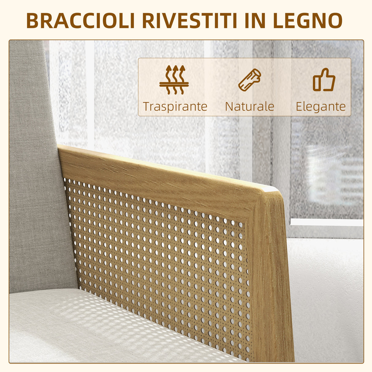 easycomfort easycomfort poltroncina stile boho da salotto e camera in poliestere con braccioli in legno 65 5x72x78 cm grigio