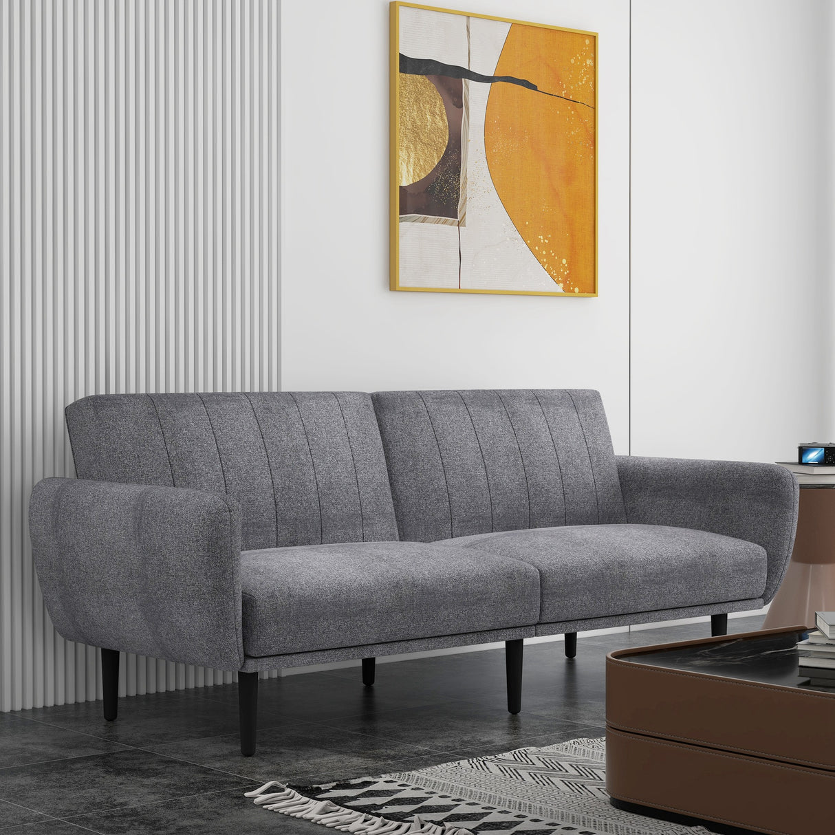 easycomfort easycomfort divano letto 3 posti con schienale reclinabile a 3 livelli in tessuto 208x84x82cm grigio