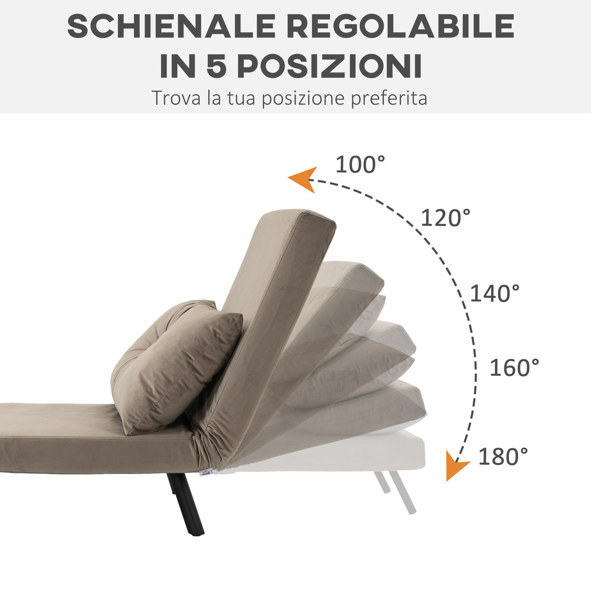 easycomfort easycomfort poltrona letto imbottita 3 in 1 con schienale reclinabile in 5 posizioni e cuscino 63x73x81 cm grigio