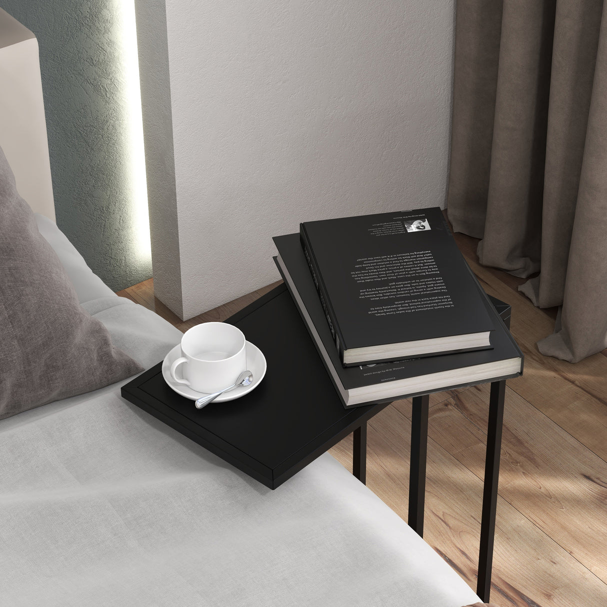 easycomfort easycomfort tavolino da salotto alto e industriale a forma di c in acciaio 46x26x60 cm nero