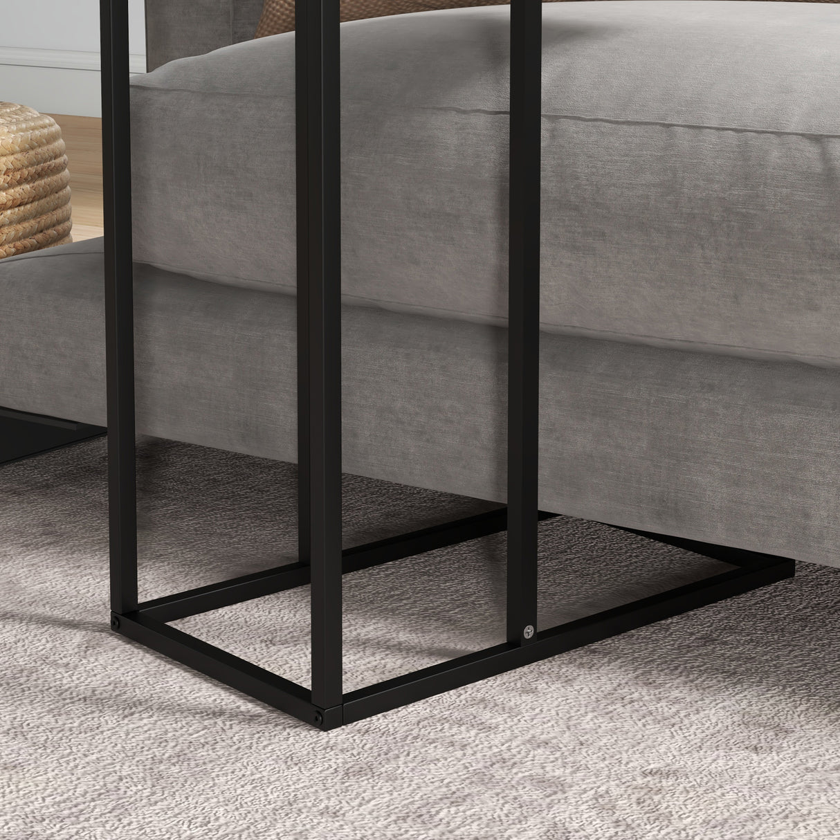 easycomfort easycomfort tavolino da salotto alto e industriale a forma di c in acciaio 46x26x60 cm nero