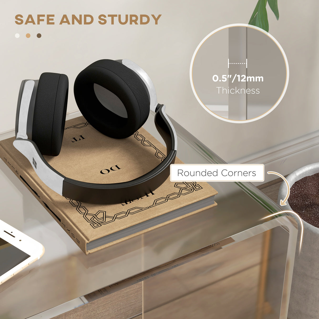 easycomfort easycomfort tavolino da salotto in acrilico a u con bordi lisci e angoli arrotondati 53 5x30 5x53 5 cm trasparente